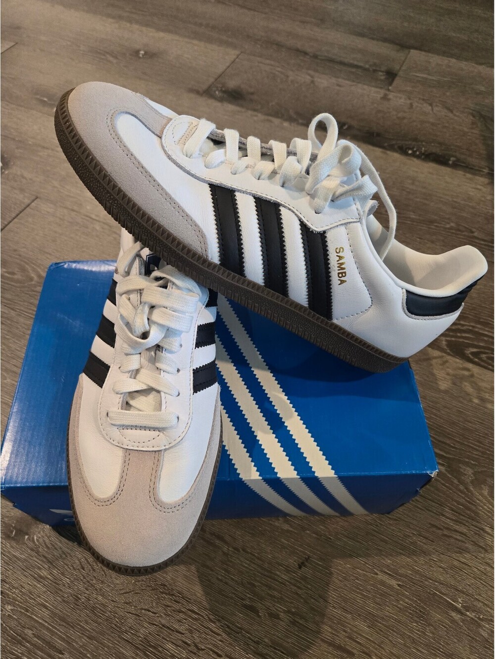 adidas Samba OG White Black Gum Mens 9 Womens 10.5 Leather Sneakers No Box
